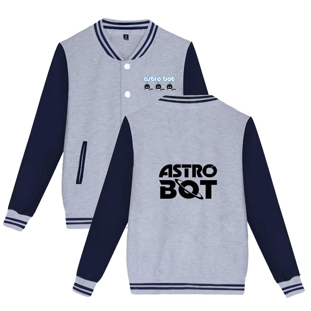

Unisex Fashion Astro Bot Anime Printed Baseball Sweatshirt Women Men Outdoor Sport Jackets XXS сірий