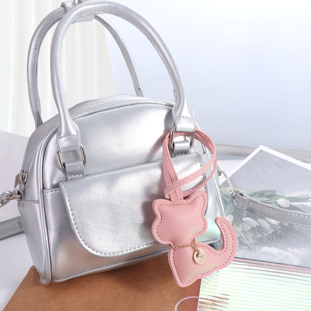 Car Key Holder Cat Keychain Fashion Kitty Bag Pendant Cute PU Leather Keyring  Backpack Decor