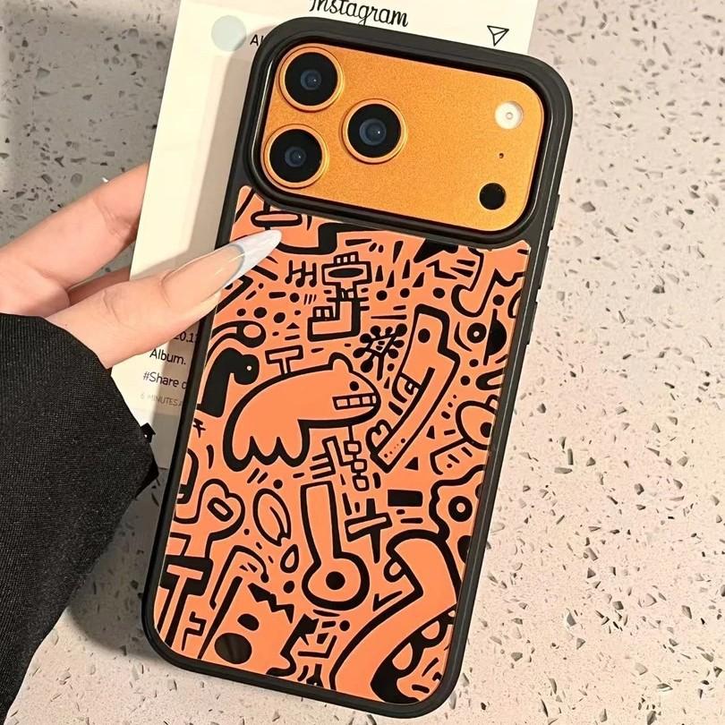 Personalized Trendy Brand Line Graffiti Suitable for Apple 17Promax Mobile Phone Case IP16 Matte PC15 Large Hole 14 Men and Women