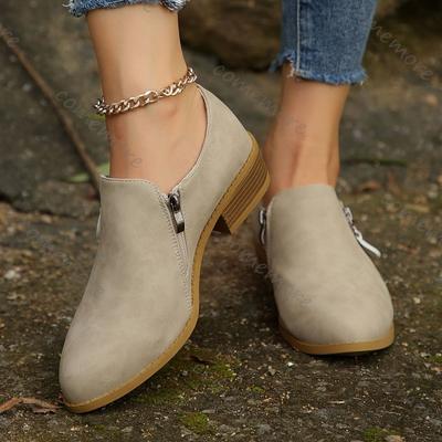 Feiern Sie Retro Britische Stil Stiefeletten für Damen Frühling Herbst Neu Runde Spitze Dick Absatz Damenschuhe Lässig Kurze Stiefel