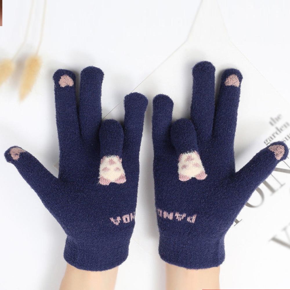 Jacquard Imitation Mink Fingertip Bear Touch Screen Fashion Warm Winter Gloves Cartoon Cute Split Finger Touch Screen Hand