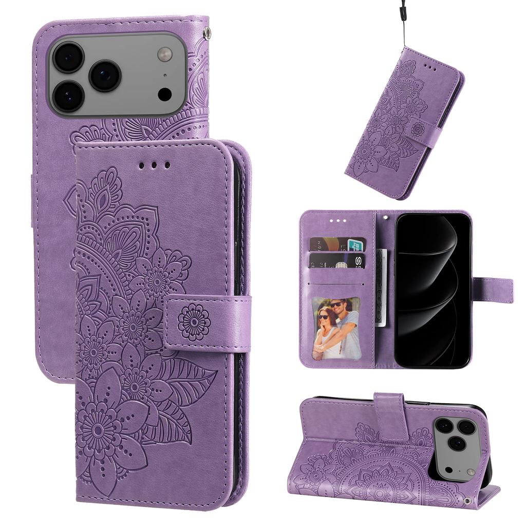 For iPhone 17 Pro Max Case Floral Pattern PU Leather Wallet Stand Phone Cover