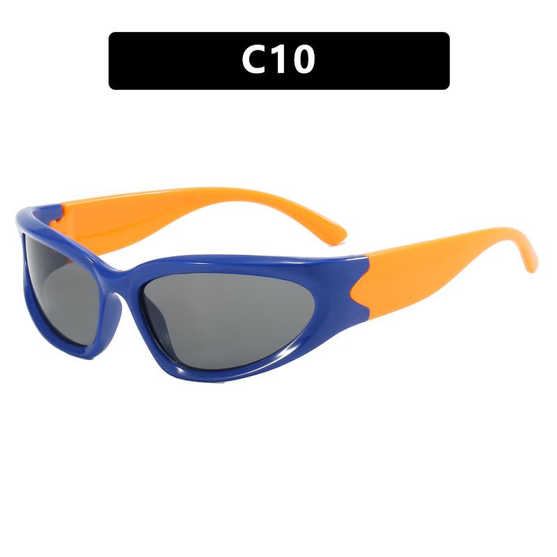 

Детские солнцезащитные очки Y2K Персонализированные солнцезащитные очки для улицы Велоспорт Спорт Хип-хоп Уличные солнцезащитные очки Вогнутый стиль As shown