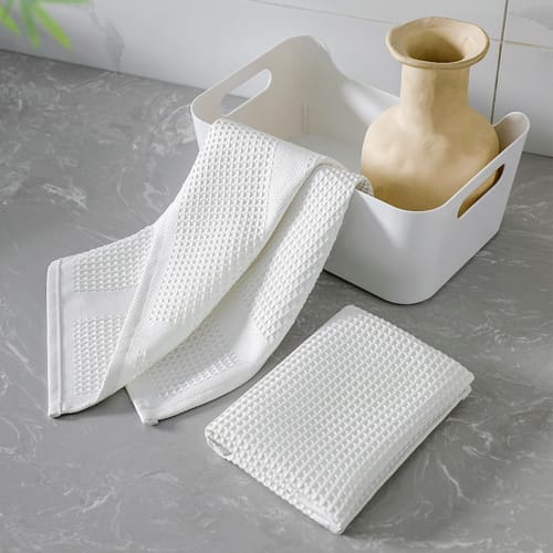 FOXNOV Dishcloths, Absorbent Kitchen Cloths, Set of 3, for Dishwashing, Wiping Glasses, Cleaning, Absorbent, Quick-Drying, Antibacterial, Hotel-Grade,