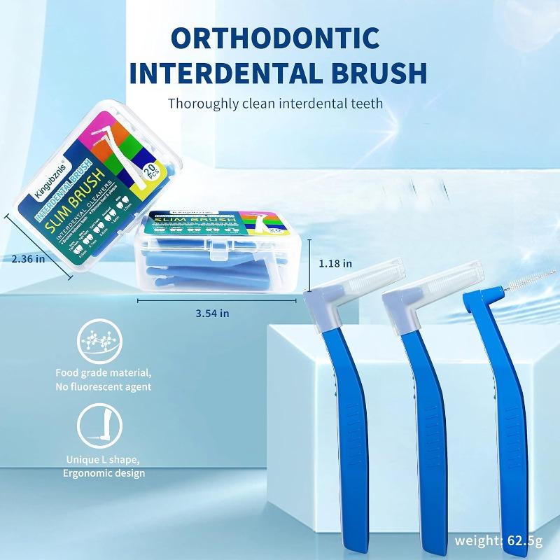 with PortableCase 20Count for Cleaning Interdental Brush Cleaners Dental Tooth Flossing Head Oral Hygiene Angle Easy clean teeth