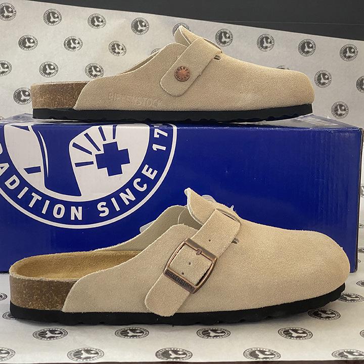 Unisex BK Pravá kůže Birkenstock Uzavřené Retro Mules s Korkovou Podrážkou – Pohodlné a Všestranné.