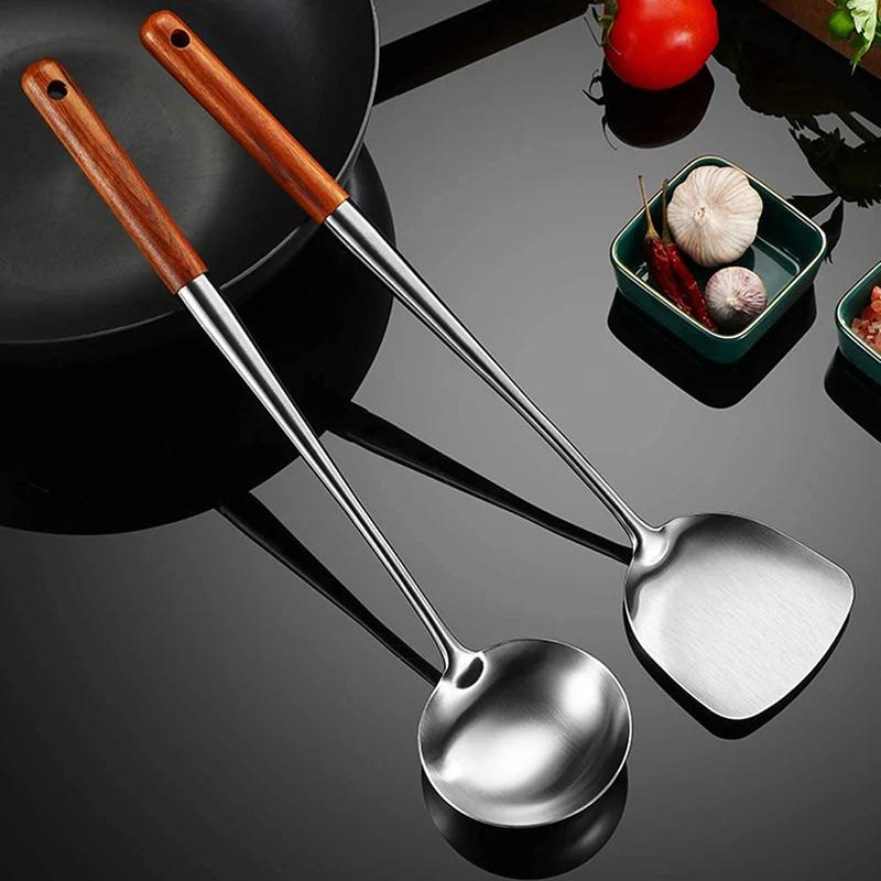 Ustensile de bucătărie Wok Spatulă Set de instrumente pentru fier și oală Spatulă pentru echipament de gătit din oțel inoxidabil Accesorii de bucătărie Esențiale