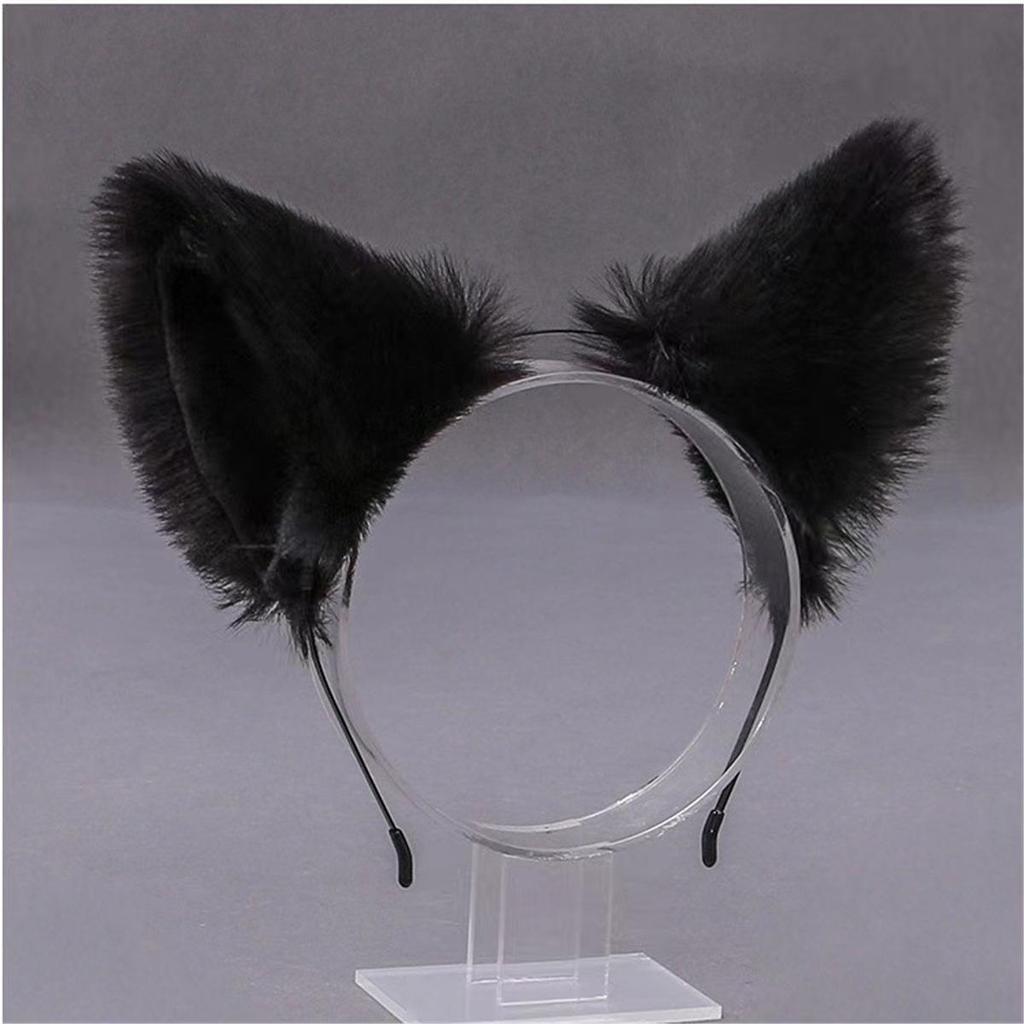 Diadema y pinzas con orejas de animales: Gato, zorro, perro lobo con cascabeles: accesorios para el cabello de cosplay para mujeres.
