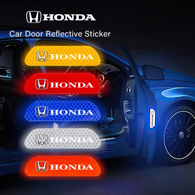 BXK3 4PCS Car Stickers Door Opening Reflective Warning Sticker For Honda Civic Fit Jazz Accord Pilot CRV Odyssey Passport City HRV