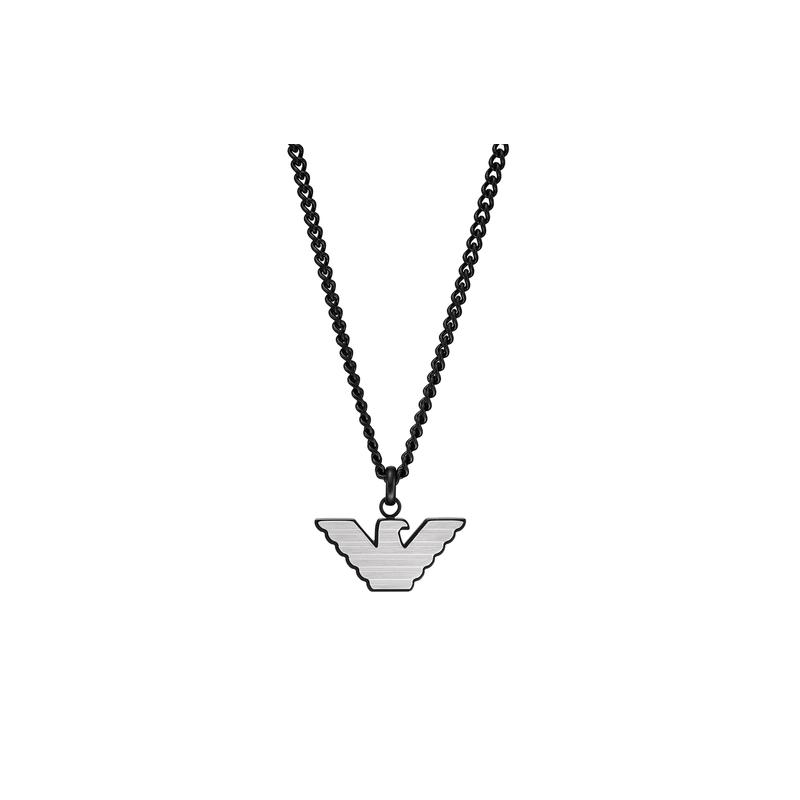 Emporio Armani personalized double-layer eagle logo hip-hop street style stainless steel necklace men's style EGS2994040