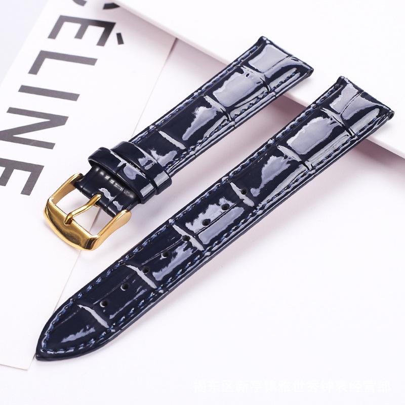 Red Bamboo Joint Pattern Genuine Leather Watch Strap, Unisex