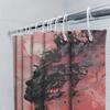 Modern Bathroom Shower Curtain with Abstract Pink and Black Swirl Design Polyester Fabric for Waterproof Protection