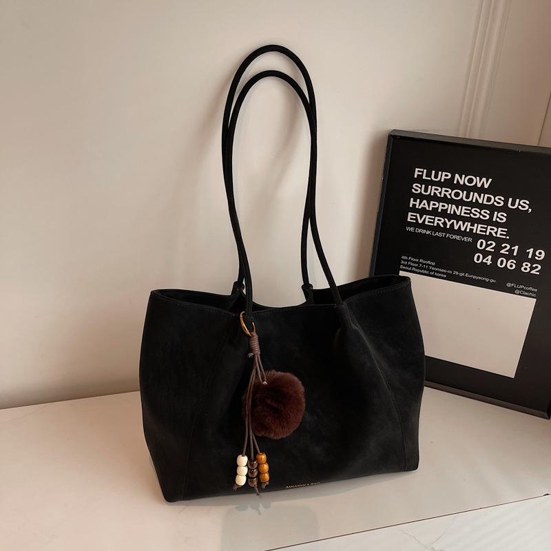 Winter new retro personalized shoulder large bag casual soft women's bag simple texture large capacity commuter bag