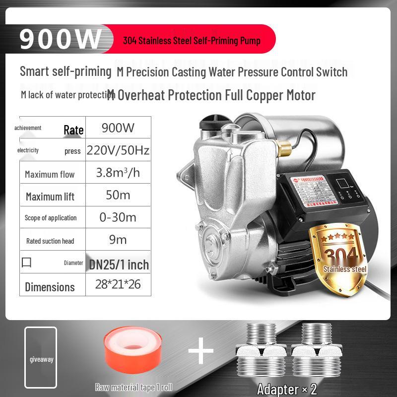 220V High Power Stainless Steel Self-Priming Booster Pump for Tap Water - Intelligent Constant Pressure
