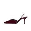 Elegante Lackleder Spitz zulaufende Knöchelriemen Stiletto-Absätze Damenschuhe Karmesinrot 12235510-38