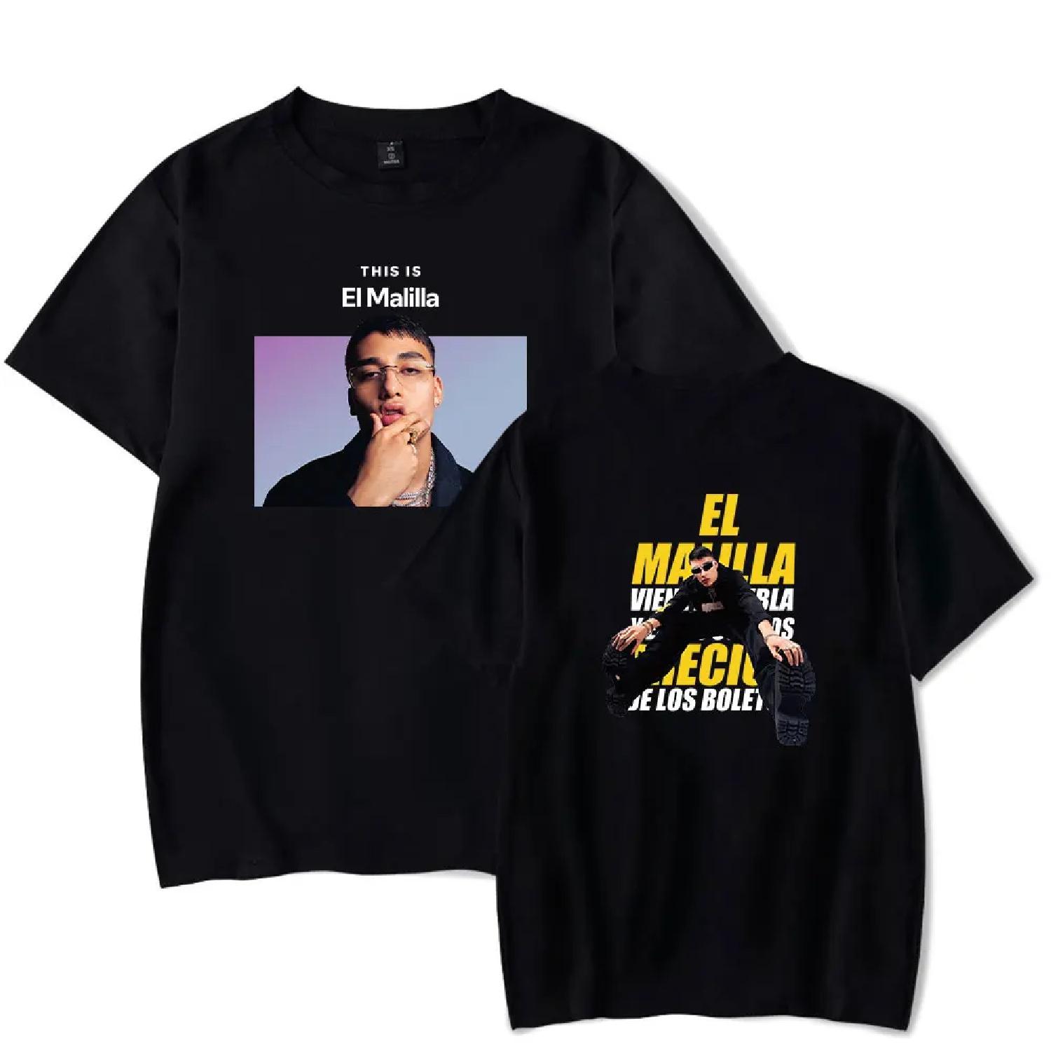 

El Malilla Tshirt Crewneck Short Sleeve T-shirt Men Women Streetwear Printing Casual Fashion Hip Hop XXXXXL чорний