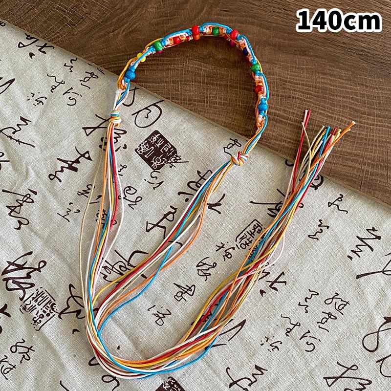 Simple Versatile Hand-Woven Tassel Wooden Beads Belt Ethnic Style Waist Chain Accessories Vacation Waist-Cinching Waist Rope