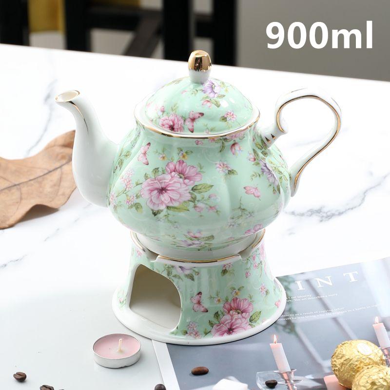 800ML Europäische Keramik Teekanne und Teewärmer Englisches Nachmittagstee-Set Hochwertiges Porzellan Kaffeekanne Hitzebeständige Kesselkanne