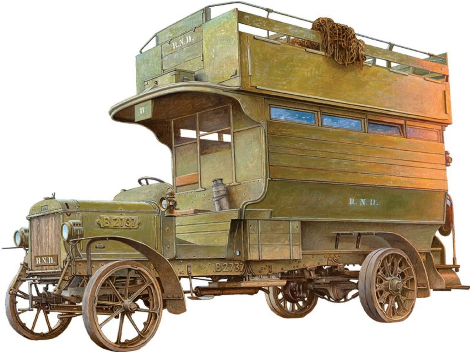 

Roden 1/72 Scale WW1 British Type B Double-Decker Bus Plastic Model Kit RE72732