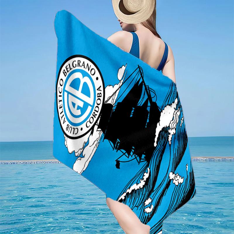 Atletico Belgrano Crest Microfiber Beach Towel, Lightweight And Quick-Dry, for Summer Travel, Beach Essential, Swimming Pool