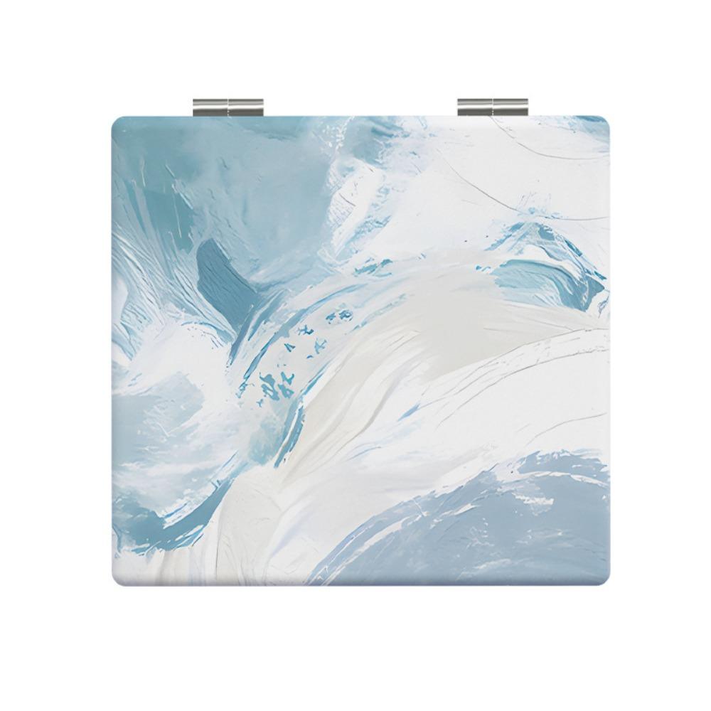 Abstract Oil Painting Style Pattern Folding Makeup Mirror Double-Sided Cute Small Mirror  Makeup