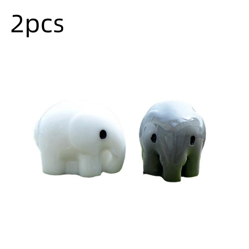 2pcs Miniature Elephant Couple Figurines, Resin Craft, Love Theme Animal Garden Micro Miniatures, for DIY Landscape Decoration, Potted Plants
