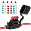 4 Pack 10AWG Inline Fuse Holder 12V, Waterproof Fuse Holder | with 24PCS Standard Blade Fuses (15A, 20A, 25A, 30A, 35A, 40A - 4 Each) for Automotive,