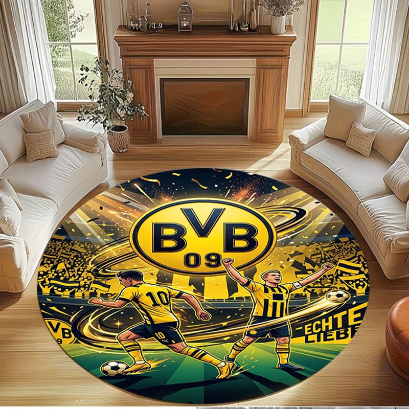 Borussia DortmundBVB Print Round Rug, Washable Floor Carpet, For Entryway Dorm Laundry Room Office Study, Home Decor Birthday Christmas Gift