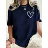 Ladies' Love Simple Style Printed T-shirt, Casual Round Neck Short Sleeved Top Daily Wear, Minimalist Love Printed Casual Sports T-shirt