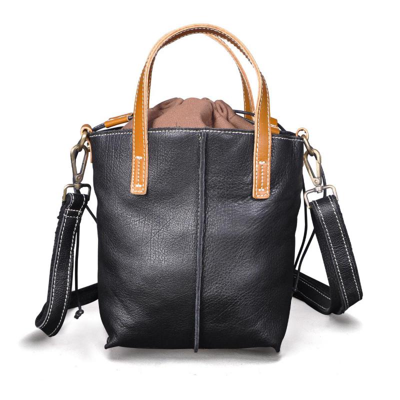 Johnature Leisure Women Bucket Bag Genuine Leather Vintage Handbag Real Cowhide Versatile Shoulder & Crossbody Bags