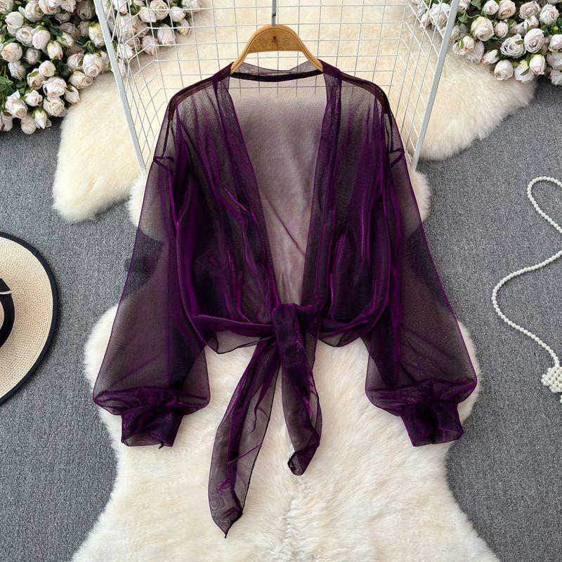 

Ice Silk Small Waistcoat Sling Dress Outer Wear Cardigan Fuchsia All yards