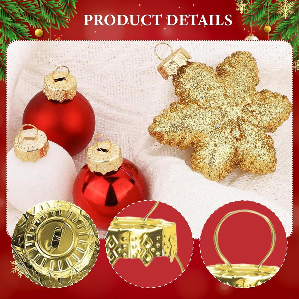 100 Pieces Christmas Ball Gold Hangers for Holiday Parties Indoor Home