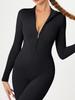 Nude Langarm Yoga-Jumpsuit mit Reißverschluss - High-Intensity Fitnessbekleidung