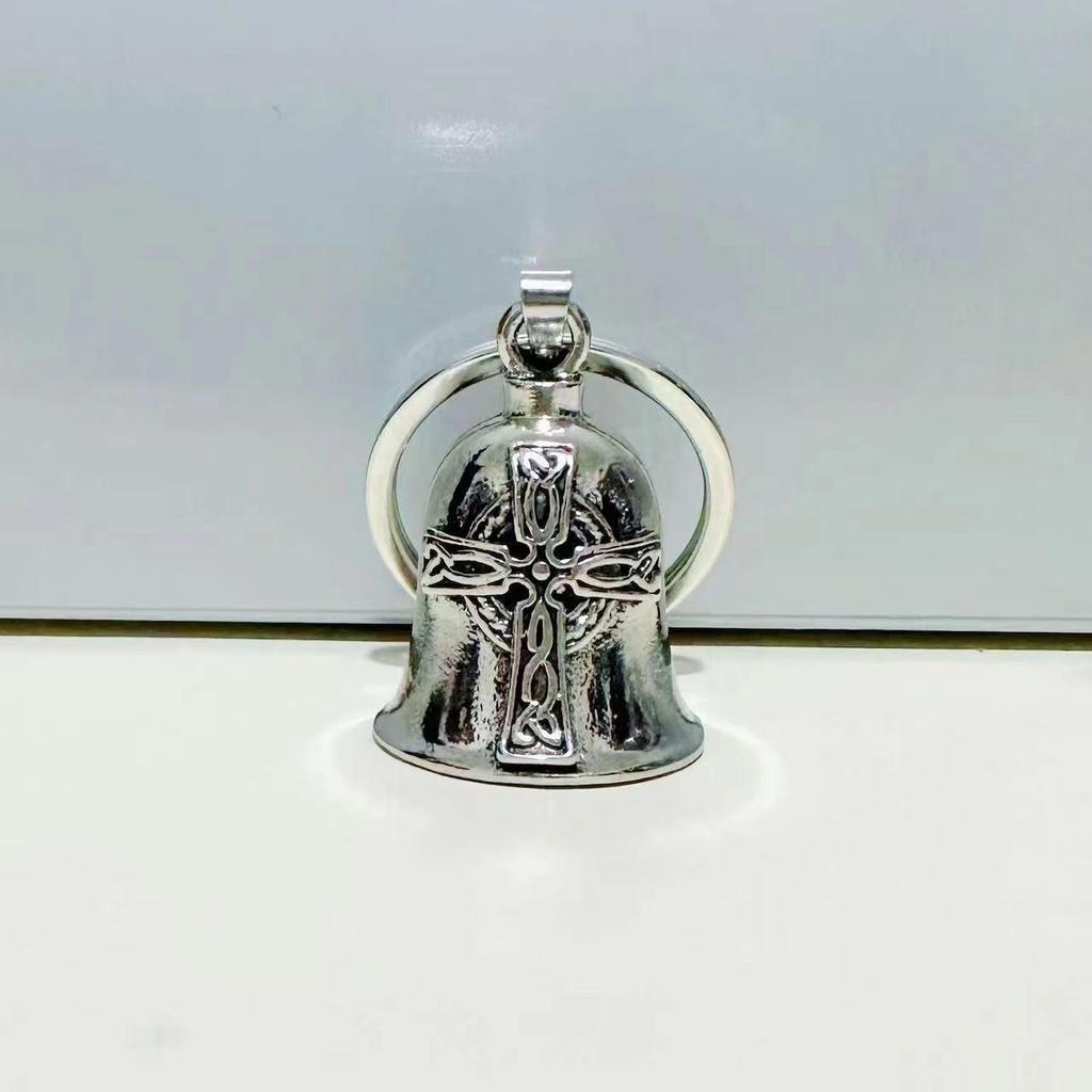 Vintage Zinc Alloy Angel Wings Bell Keychain for Bikers