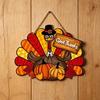 Thanksgiving Holzschild, Truthahn und Kürbis Willkommen Wandbehang Dekoration mit "Dankbar sein", Rustikale Farmhaus Herbst Ernte Dekoration für Haustür