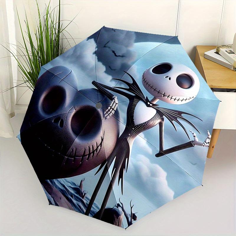 

1 Auto Open Jack Skellington, Heart Themed Colorful 8-rib Portable Umbrella for Men and Women, A Compact Commuting Companion Suitable for Da