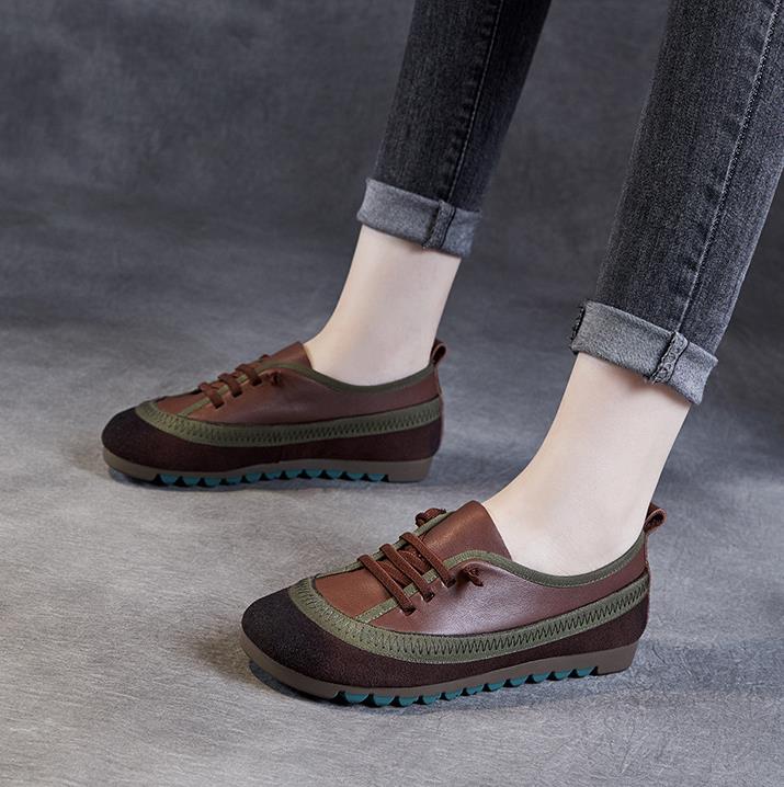 Fashion 2.5CM Spring Autumn New Leather Women's Shoes Soft soled Comfortable Versatile Thick soled Casual Shoes Retro Leather Shoes