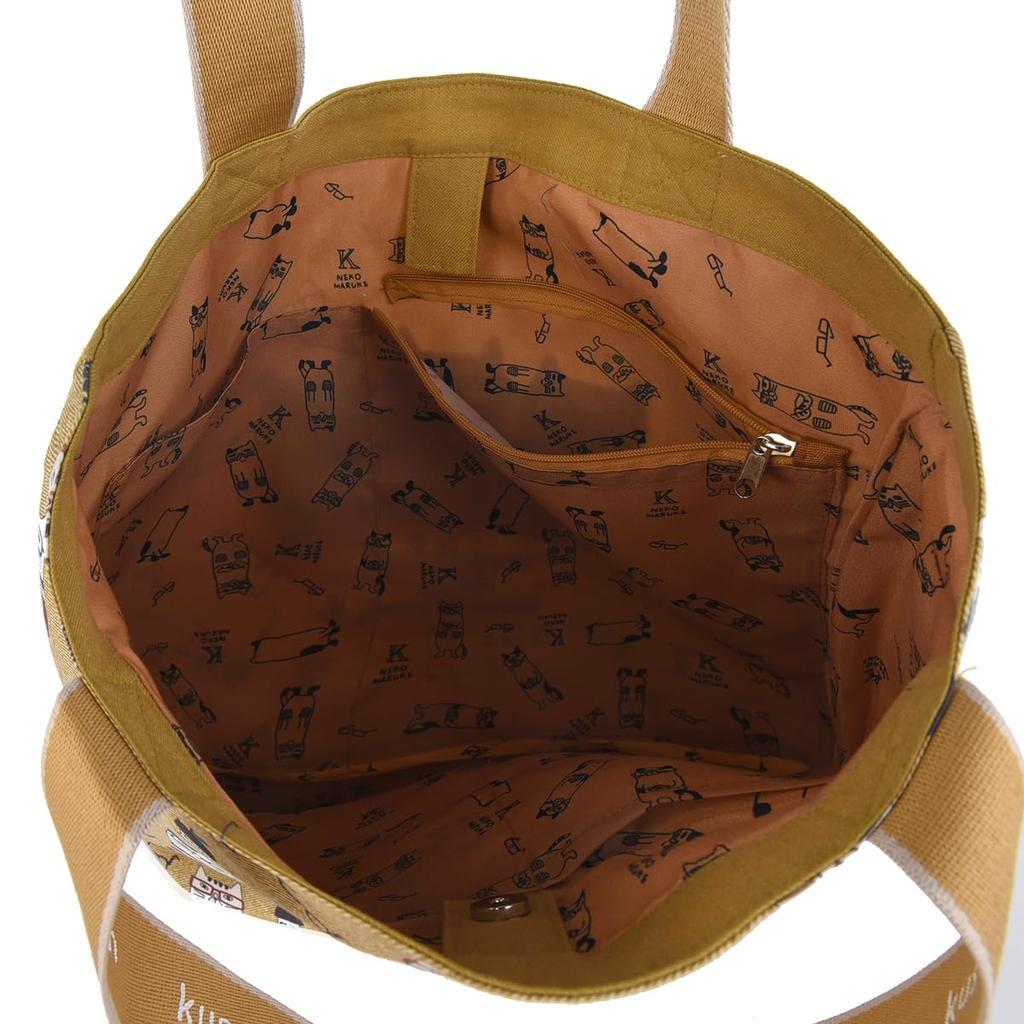 [Kusuguru Japan] Women's Cat Tote Bag, Mustard