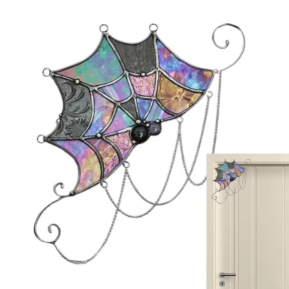 Acrylic Spiderweb Door Topper Decoration Quartered Halloween Door Corner Sign  Haunted House