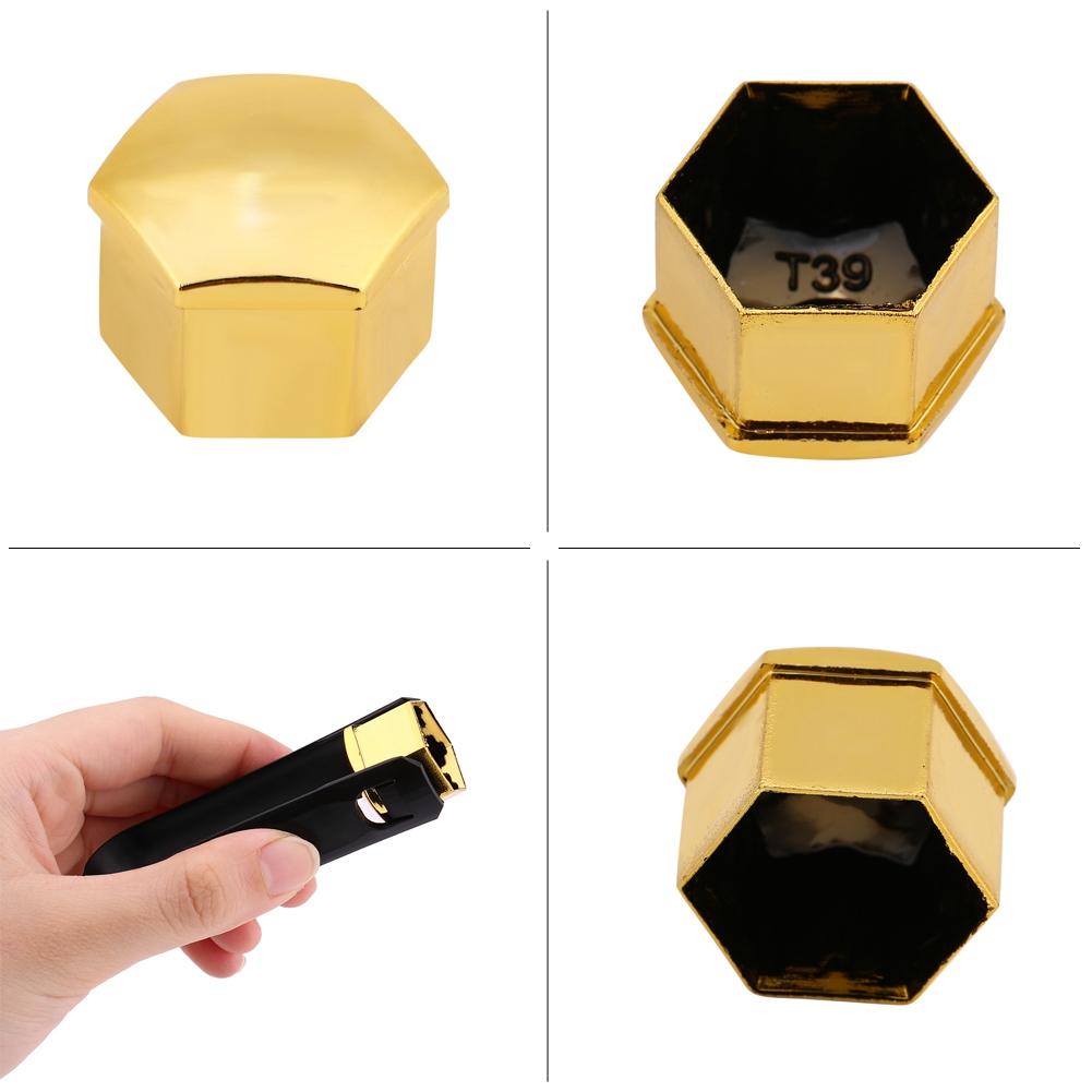 

20Pcs 17mm Universal Car Tyre Wheel Hub Covers Lug Nut Bolt Screw Cover Protection Cap Gold