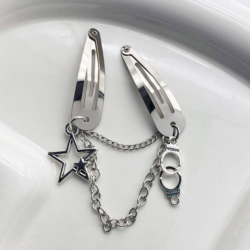 Gotyckie spinki do włosów dla kobiet Harajuku metalowe łańcuszki wsuwki do włosów dziewczęce punk motyle vintage akcesoria do włosów biżuteria Y2K