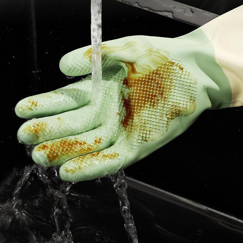2026 New Thick Waterproof Latex Kitchen Gloves, Mint Green, Suitable for Dishwashing, Cleaning and Household Rubber Gloves