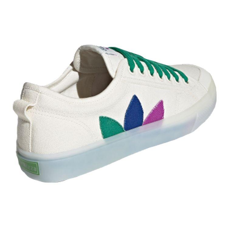 Adidas Originals Nizza Pride Slip Resistant Shock Absorbing Durable Low Top Skate Shoes Unisex Skate Shoes White Green Blue FX3795