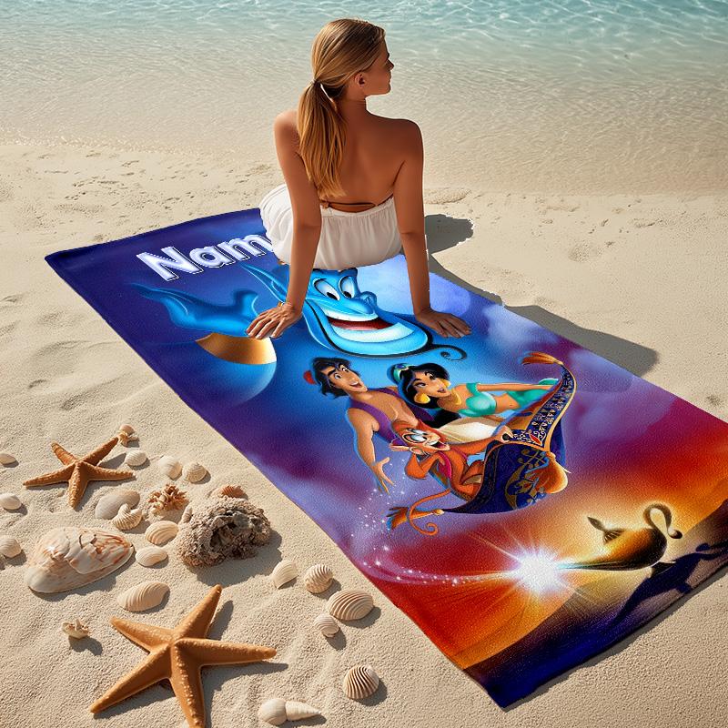 Custom Name Frozen Friends Stylish Digital Printing Beach Towel Quick‑Drying Absorbent Blanket for Beach Pool Gym Travel