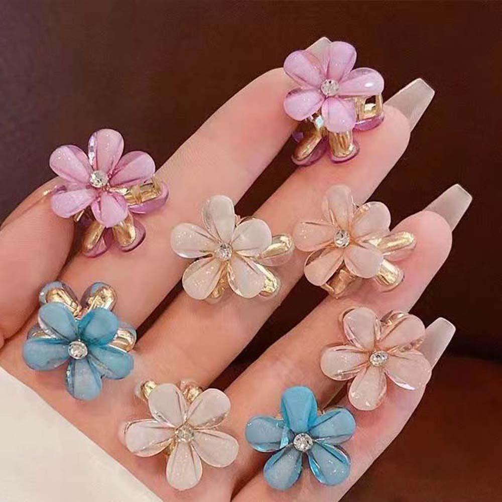 10 Stück Koreanischer Stil Perlen Blume Haarnadel Süß Damen Seitenclip Mini Haarkralle Haarzopfclip
