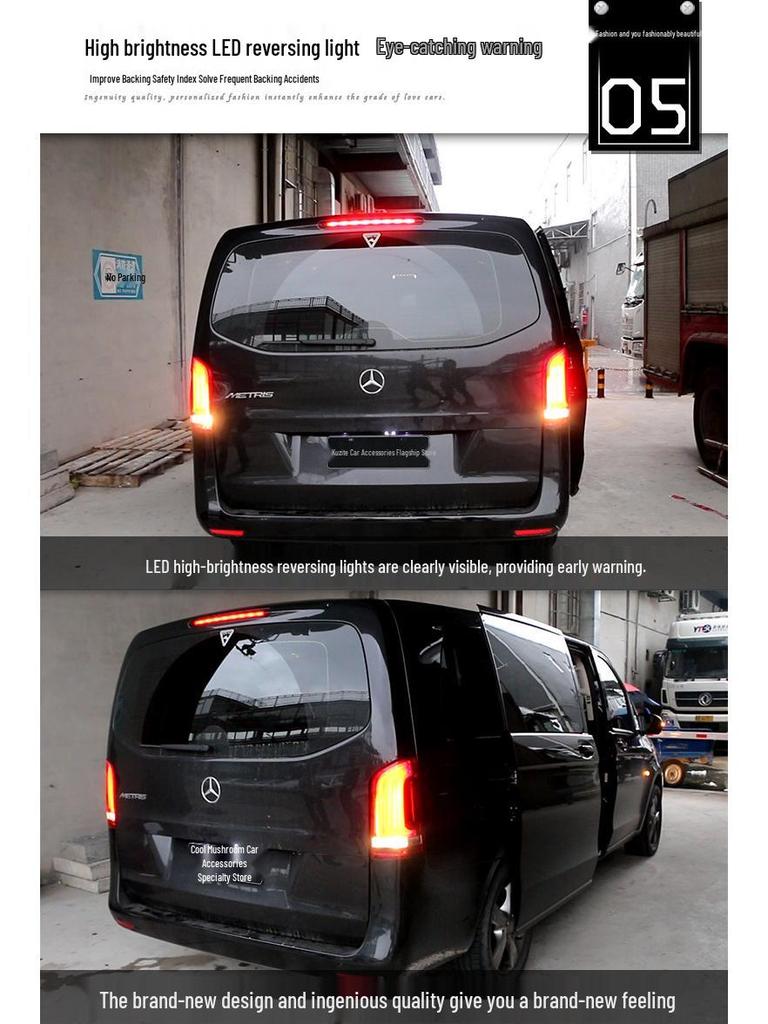 LED Tail Light Assembly for Mercedes-Benz V-Class: Daytime Running, Sequential Turn, Reversing, and Brake Lights