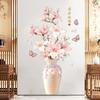 Chinese Style Peony Flower Vase Wall Sticker for Bedroom Living Room Self Adhesive Vinyl Wall Art Removable TV Background Decoration Home Decor