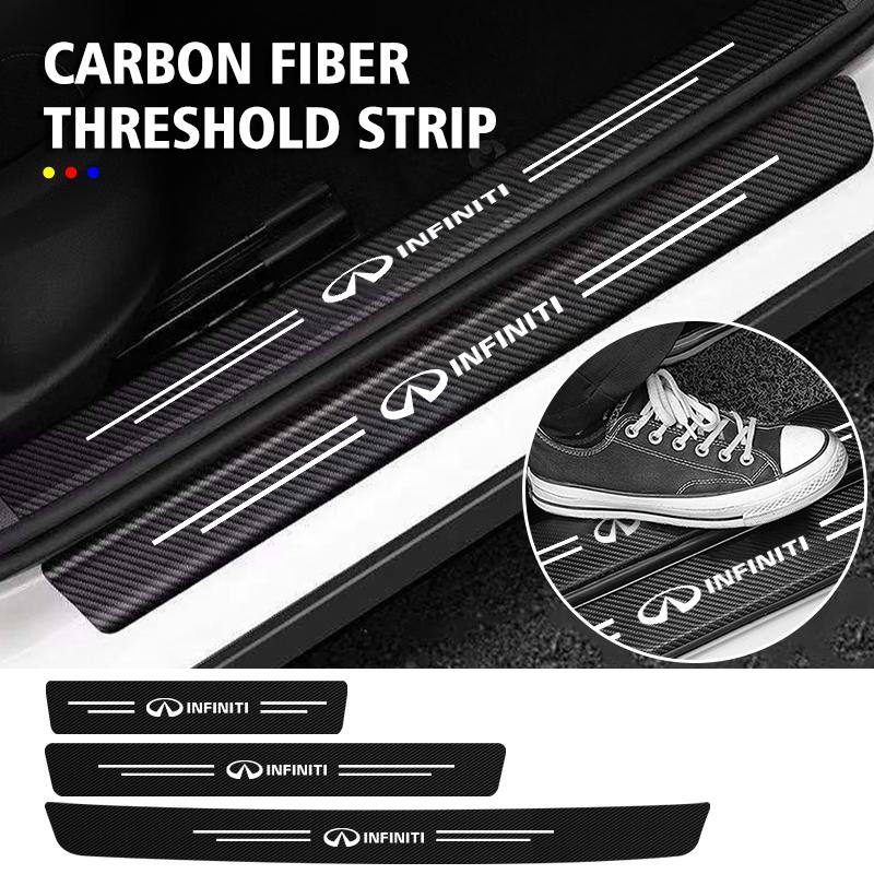 For Infiniti 1/4pcs Car Threshold Strip Anti Stepping Leather Protective Sticker QX50 QX30 QX60 G25 JX35 FX35 FX37 FX50 EX35 UU555