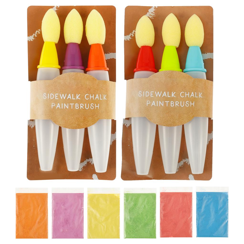 6Pcs Assorted Color Plastic Sidewalk Chalk Paint Brush Easy to Use Versatile Painting Brushes Chalk Set for Street Arts