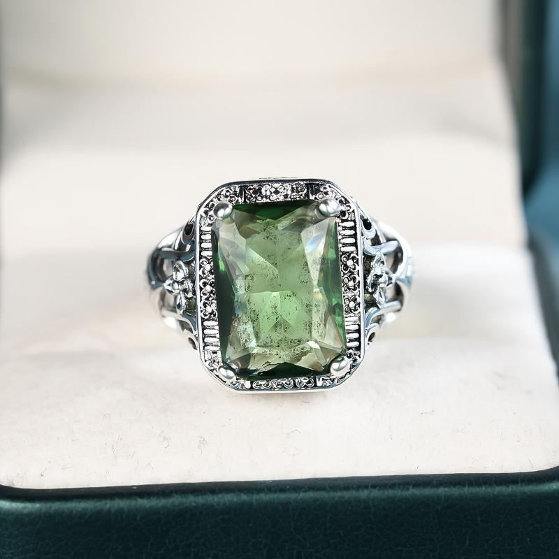 

Винтажные серебряные квадратные светло-зеленые кольца с цирконием для женщин и мужчин, роскошные ювелирные изделия в подарок на годовщину 8